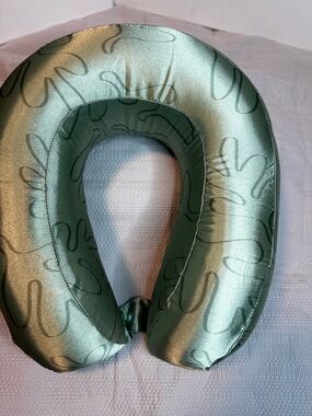 Lost + Wander Mint Green Satin Travel Neck Pillow with Subtle Swirl Print